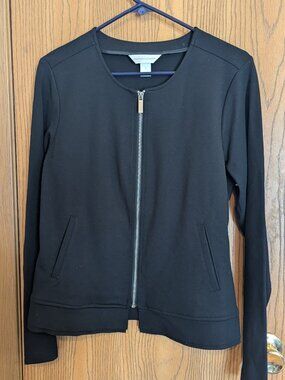 Christopher & Banks Zipper Front Blazer Jacket Black w /Silver Hardware- M